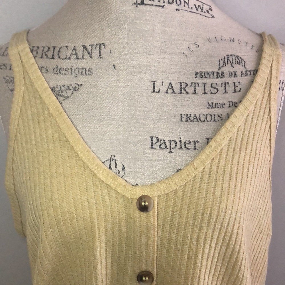 Style Rack Yellow Rib Knit Button Front Tank - Picture 2 of 6